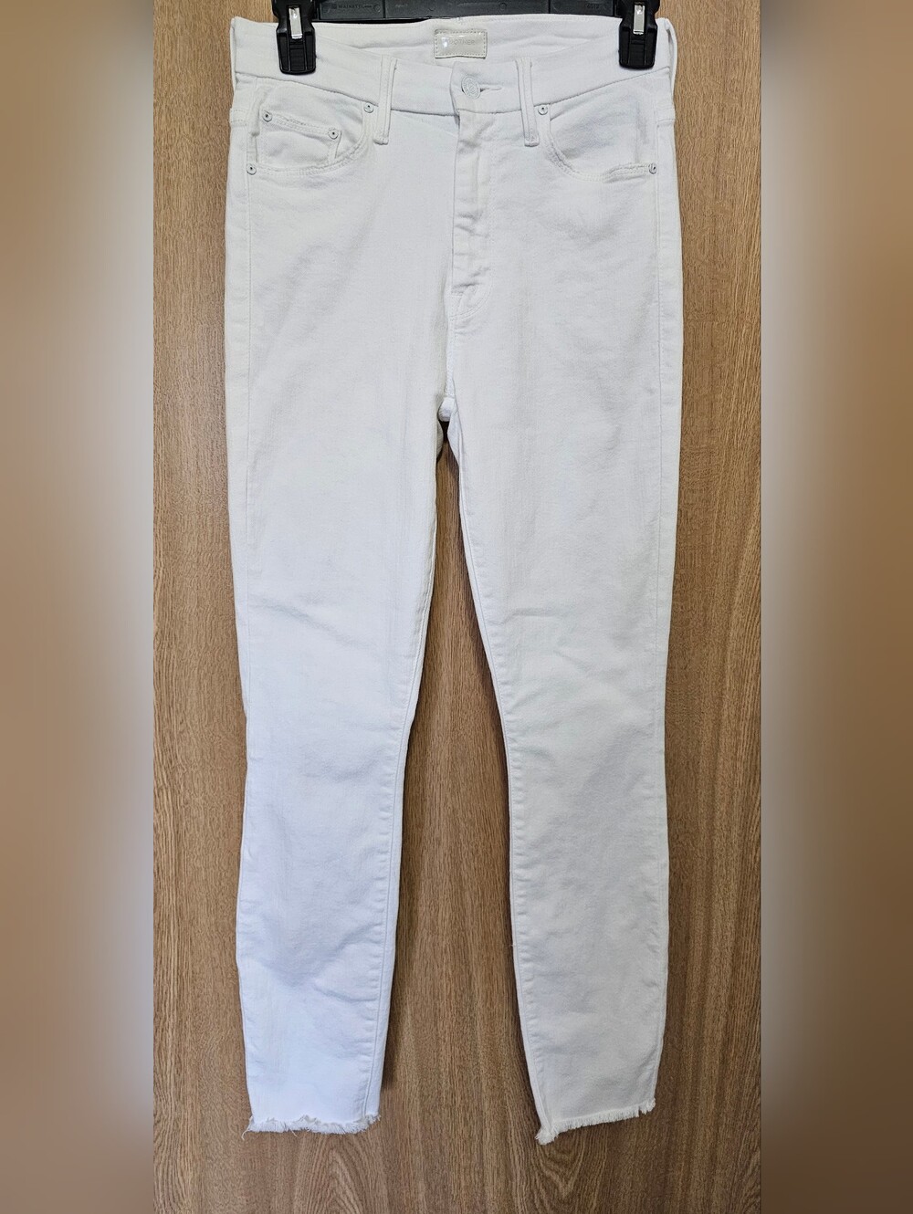 Mother High Waisted Looker Ankle Fray Jeans in White Sz 25 - Picture 3 of 10